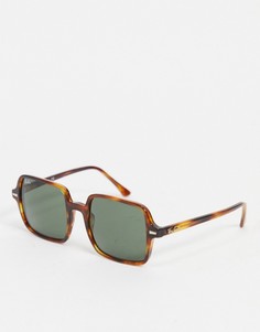 Большие женские солнцезащитные очки в прямоугольной оправе коричневого цвета Ray-Ban 0RB1973-Коричневый цвет