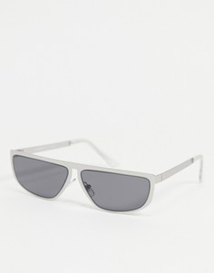 Мужские солнцезащитные очки в узкой серебристой оправе AJ Morgan-Серебристый