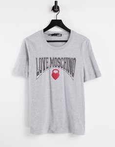 Серая футболка с логотипом Love Moschino-Серый