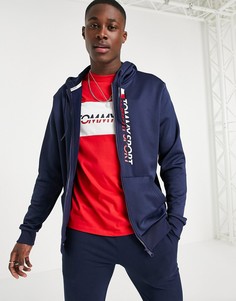 Худи на молнии с вертикальным логотипом Tommy Hilfiger Sport-Темно-синий