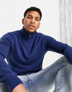 Джемпер из овечьей шерсти с короткой молнией Tommy Hilfiger Liam-Голубой