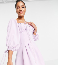 Сиреневое платье с короткой расклешенной юбкой и пышными рукавами Missguided-Фиолетовый цвет