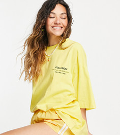 Желтая oversized-футболка с текстовым принтом COLLUSION Unisex-Желтый