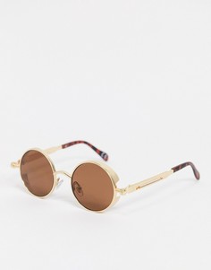 Круглые солнцезащитные очки золотистого цвета в стиле унисекс Jeepers Peepers-Золотистый