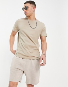 Футболка с круглым вырезом светло-бежевого цвета Jack & Jones Essentials-Светло-бежевый