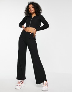 Черный комплект из худи на молнии и брюк New Look-Черный цвет