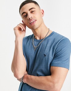 Голубая футболка с закругленным нижним краем и логотипом Abercrombie & Fitch-Голубой