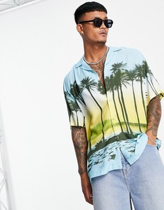 Свободная удлиненная рубашка с тропическим принтом ASOS DESIGN-Желтый