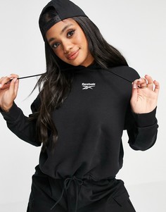Худи черного цвета с маленьким логотипом по центру Reebok-Черный цвет