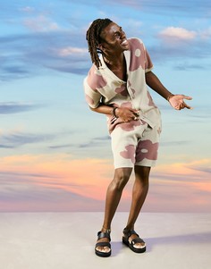 Пыльно-розовая трикотажная рубашка с цветочным рисунком (от комплекта) ASOS DESIGN-Розовый цвет