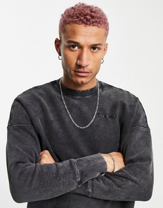 Черный свитшот с эффектом кислотной стирки Champion Reverse Weave-Черный цвет
