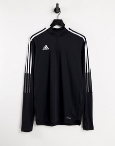 Черный лонгслив с молнией adidas Football Tiro 21-Черный цвет