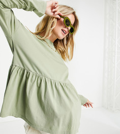 Свободный топ в стиле casual с длинными рукавами шалфейно-зеленого цвета ASOS DESIGN Maternity-Зеленый цвет