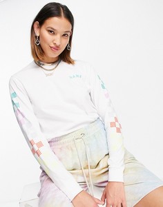 Белый лонгслив с принтом точек и шахматной доски Vans