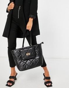 Черная стеганая сумка-тоут со съемной сумочкой ALDO Iboecia-Черный цвет