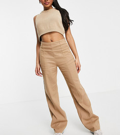 Коричневые брюки с широкими штанинами и декоративными швами (от комплекта) Missguided Petite-Коричневый цвет
