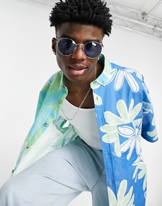 Свободная oversized-рубашка с большим цветочным принтом ASOS DESIGN-Зеленый цвет