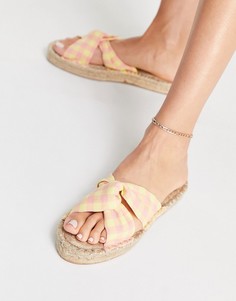 Желто-розовые эспадрильи-мюли в клетку с узлом ASOS DESIGN Jolly-Многоцветный
