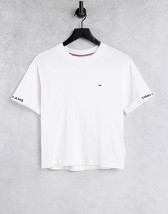 Белая футболка с круглым вырезом и логотипом в виде флага Tommy Jeans-Белый