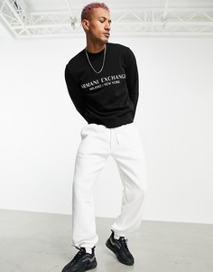 Черный свитшот с текстовым логотипом Armani Exchange-Черный цвет