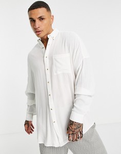 Белая oversized-рубашка из вискозы с эффектом мятой ткани ASOS DESIGN-Белый
