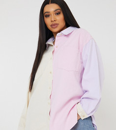 Пастельно-розовая рубашка в стиле колор блок Missguided Plus-Розовый цвет