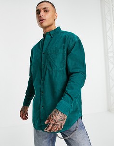 Бирюзовая вельветовая рубашка в стиле oversized ASOS DESIGN-Зеленый цвет