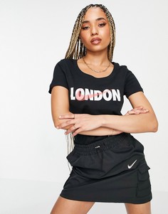 Черная футболка с принтом London Nike-Черный