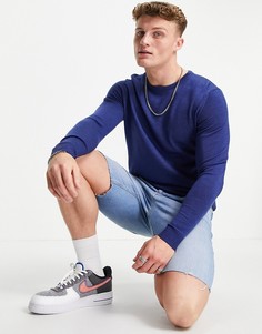 Джемпер с круглым вырезом из мериносовой шерсти Selected Homme Tower-Голубой