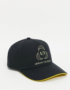 Черная бейсболка с большим логотипом Armani Exchange-Черный цвет
