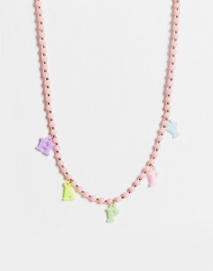 Ожерелье-бусы с пластиковыми буквами, составляющими слово "Happy" ASOS DESIGN-Многоцветный