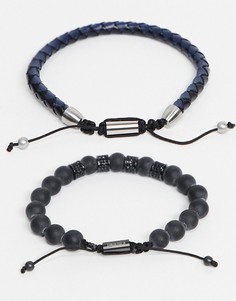 Набор из браслетов с бусинами и кожаной отделкой Ben Sherman-Черный цвет