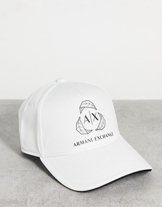 Белая бейсболка с большим логотипом Armani Exchange-Белый
