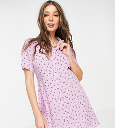 Эксклюзивное розовое платье-рубашка мини с цветочным принтом Pieces-Многоцветный