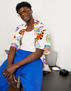 Свободная oversized-рубашка с ярким принтом ASOS DESIGN-Белый