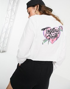 Белый укороченный лонгслив с принтом на спине Vans Occasion