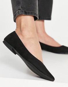 Черные балетки с заостренным носком ASOS DESIGN-Светло-бежевый