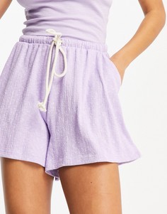 Сиреневые фактурные расклешенные шорты в стиле casual со шнурком ASOS DESIGN-Фиолетовый цвет