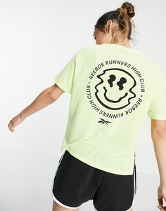 Лаймовая футболка с графическим принтом Reebok Running Tech-Зеленый цвет