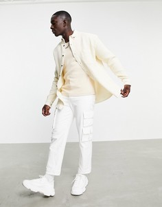 Oversized-рубашка цвета экрю с вафельной фактурой в стиле 90-х ASOS DESIGN-Светло-бежевый