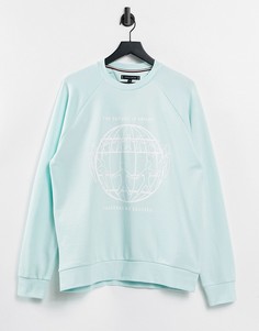 Голубой свитшот в стиле унисекс с принтом "One Planet" спереди Tommy Hilfiger