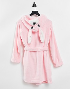 Розовый флисовый халат с заячьими ушками Brave Soul-Розовый цвет