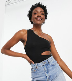 Черный топ на одно плечо с разрезом ASOS DESIGN Tall-Черный цвет