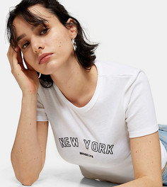 Белая футболка c принтом New York Topshop Tall-Белый