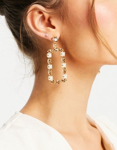 Эффектные серьги с топазами и кристаллами Swarovski Krystal-Золотистый