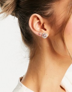 Серьги-гвоздики в винтажном стиле с розовыми кристаллами Swarovski Krystal-Золотистый