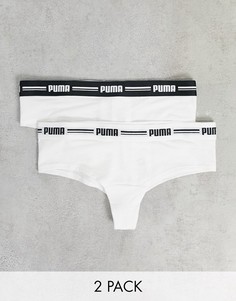 Набор из 2 белых бразильских трусов с логотипом Puma-Белый
