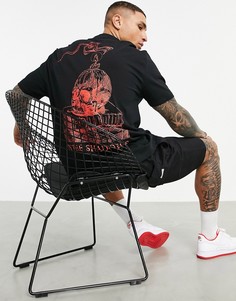 Черная свободная футболка из органического хлопка с принтом черепа ASOS DESIGN-Черный