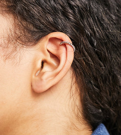 Серьга-кафф с покрытием розовым золотом и перекрученной отделкой Orelia-Золотистый