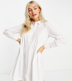 Белое свободное хлопковое платье-рубашка мини ASOS DESIGN Petite-Белый